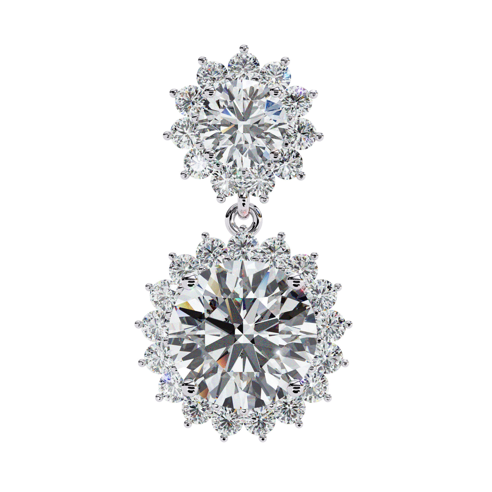 Solitairekart 1.37ct Floral Halo Natural Diamond Drop Earrings-HI Color, VS-SI Clarity